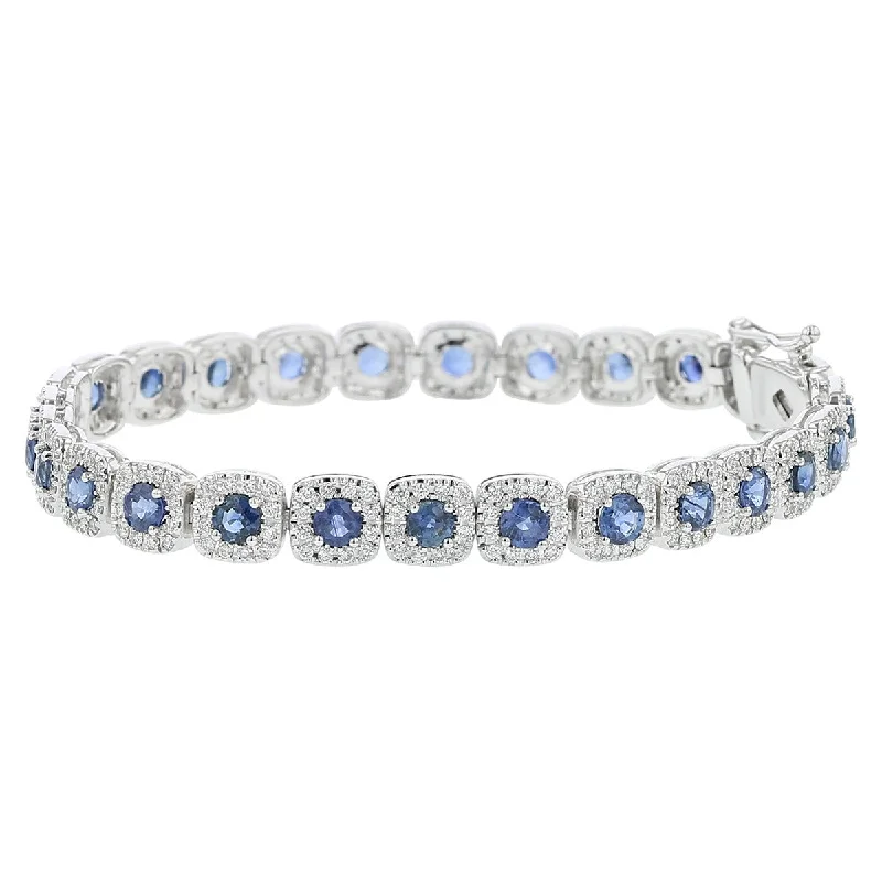 Beautiful Silver Bracelets-14K White Gold Sapphire and Diamond Bracelet