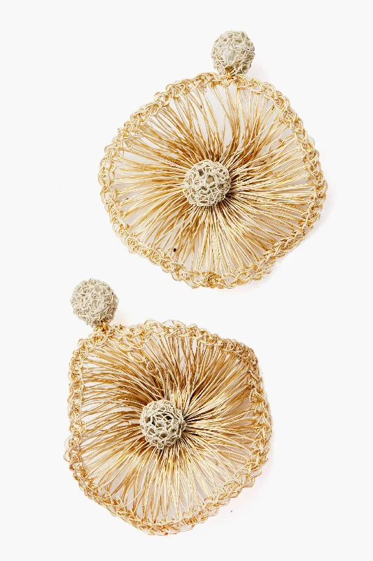 Vintage-Inspired Earrings For Casual Wear-Abstract Gold Flower Earrings