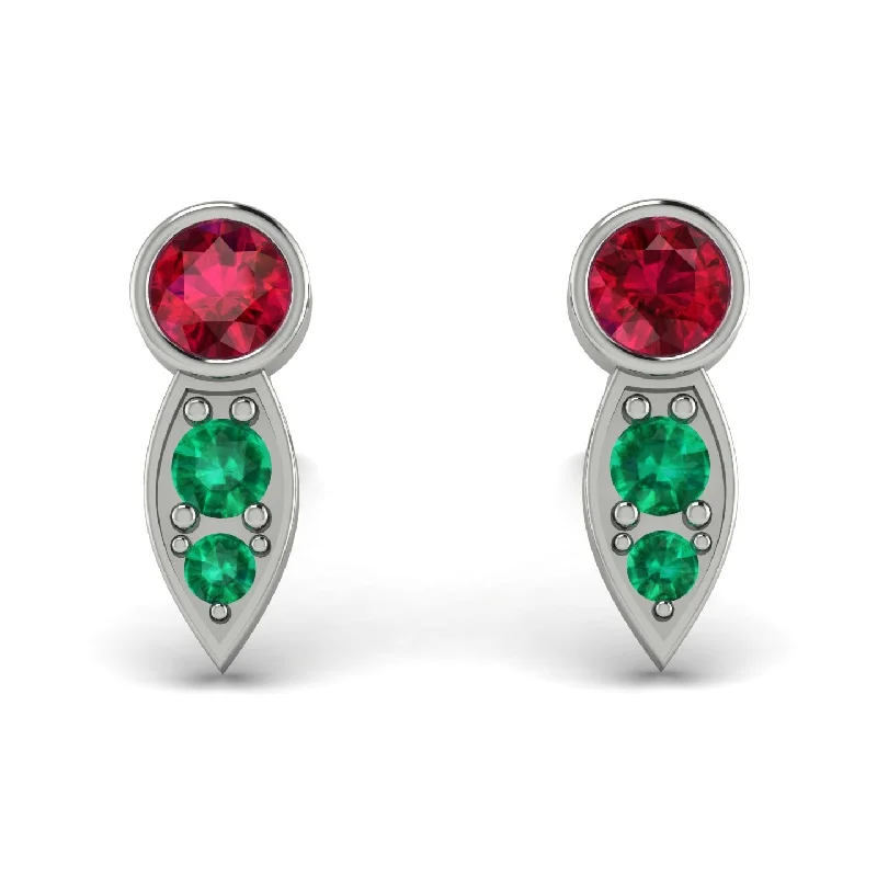 Elegant Gold Drop Earrings For Brides-Bezel Ruby Earrings In Pear Shaped - Aniya No. 27