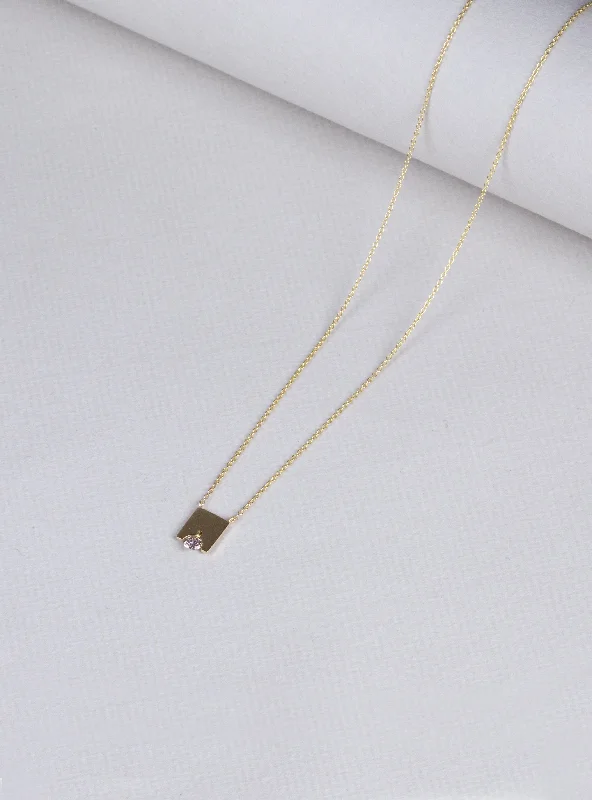 Dainty Gold Bar Necklace For Minimalist Style-Yannis Sergakis Gold Pendant Necklace with Brown Diamond