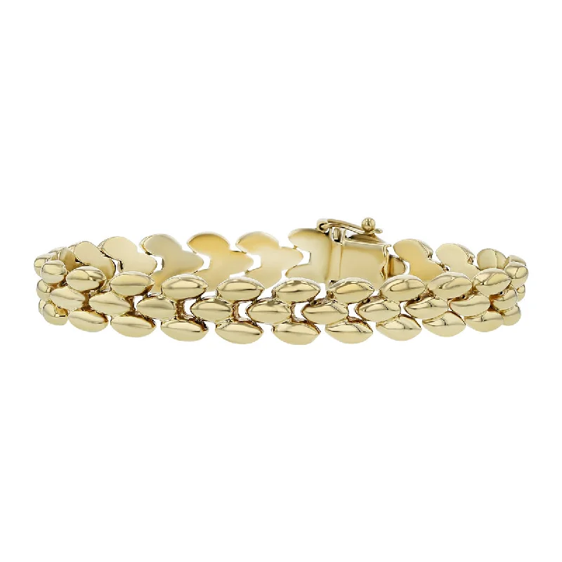 Stylish Bracelets For Young Adults-14K Yellow Gold Two Row Link Bracelet