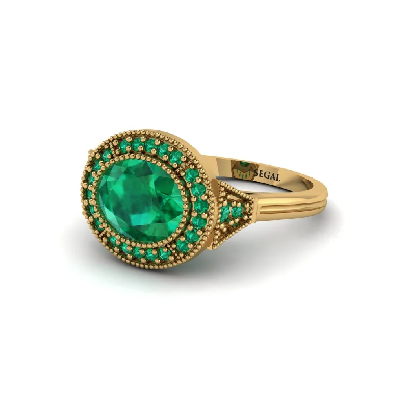 Classic Men’s Wedding Rings For Timeless Style-Oval Cut Emerald Milgrain Halo Engagement Ring - Alexandria No. 19