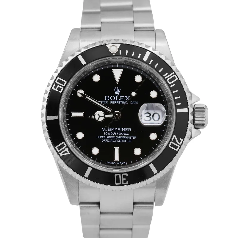 Sleek Men’s Watches For Casual Wear-Rolex Submariner Date Black REHAUT Stainless Steel Oyster SEL 40mm 16610 Watch