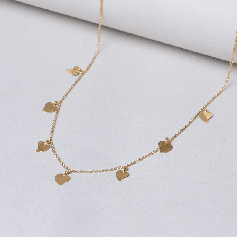 Classic Gold Pendant Necklace For Bridesmaids-Gold Garland Necklace with Hearts