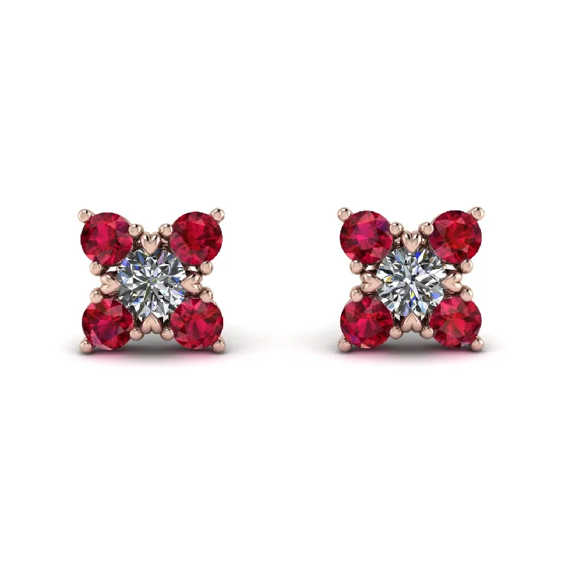 Vintage-Inspired Earrings For Casual Wear-Geometrical 5 Diamonds Stud Earrings - Noa No. 47