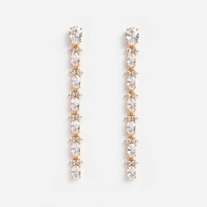 Long Earrings With Colored Stones-Dainty Marquise Sweet Linear Earrings