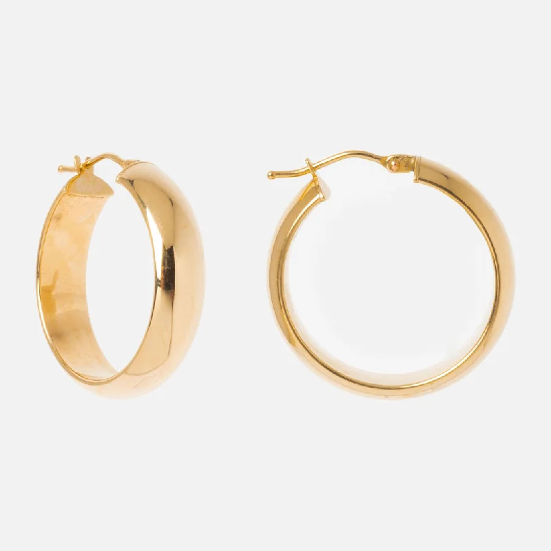 Simple Gold Earrings For Casual Outfits-Solid Gold Medium Hollow Hoops