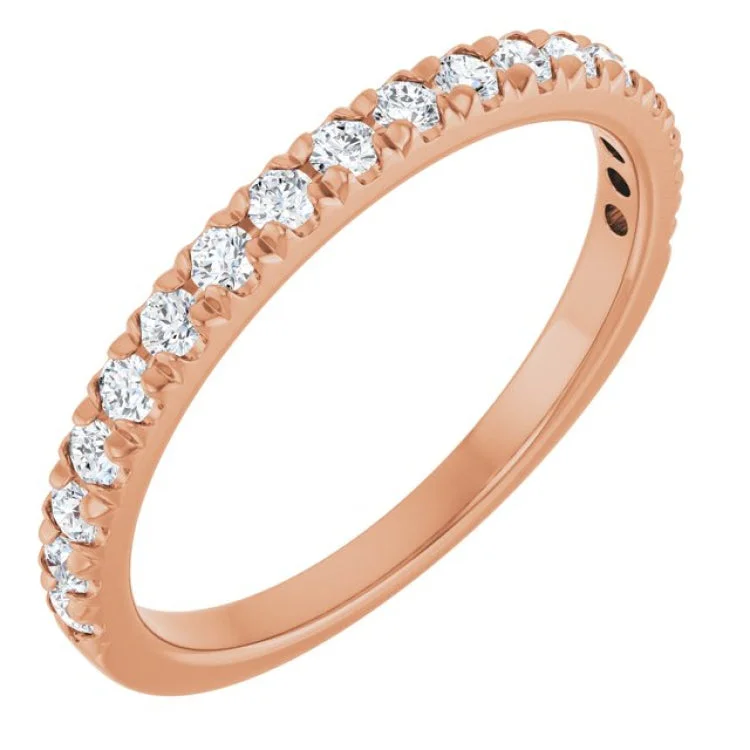 Custom Engagement Rings For Romantic Proposals-14K Rose 1/3 CTW Lab-Grown Diamond French-Set Anniversary Band