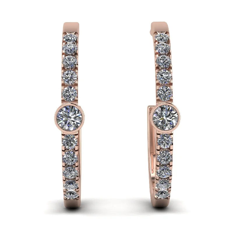 Personalized Name Earrings For Special Occasions-Hoop Diamond Earrings Micro Pave - Ansley No. 2