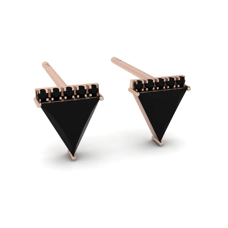 Boho Beaded Earrings For Free-Spirited Style-Triangle Black Diamond Earrings Stud - Kairi No. 8