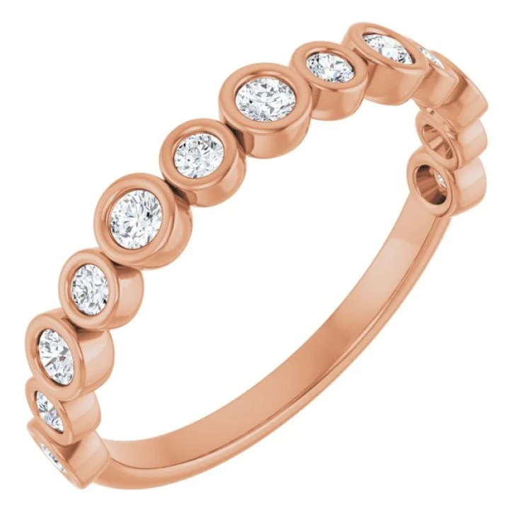 Luxury Wedding Rings For Bridesmaids-14K Rose 1/3 CTW Lab-Grown Diamond  Anniversary Band