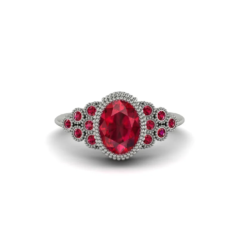 Simple Sapphire Rings For Wedding Day-Ruby Milgrain Beaded Bezel Engagement Ring - Stacy No. 57