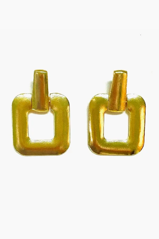 Classic Gold Stud Earrings For Weddings-Gold Mod Square Earrings