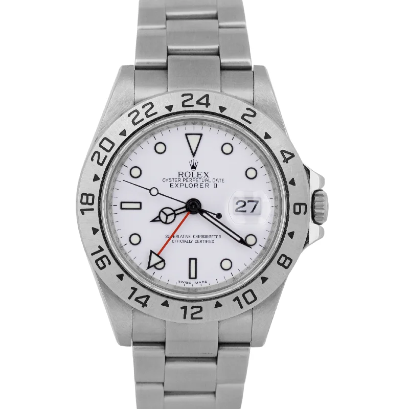 Stylish Watches For Teenagers-PAPERS Rolex Explorer II 3186 Polar White NO-HOLES 40mm REHAUT 16570 Watch BOX