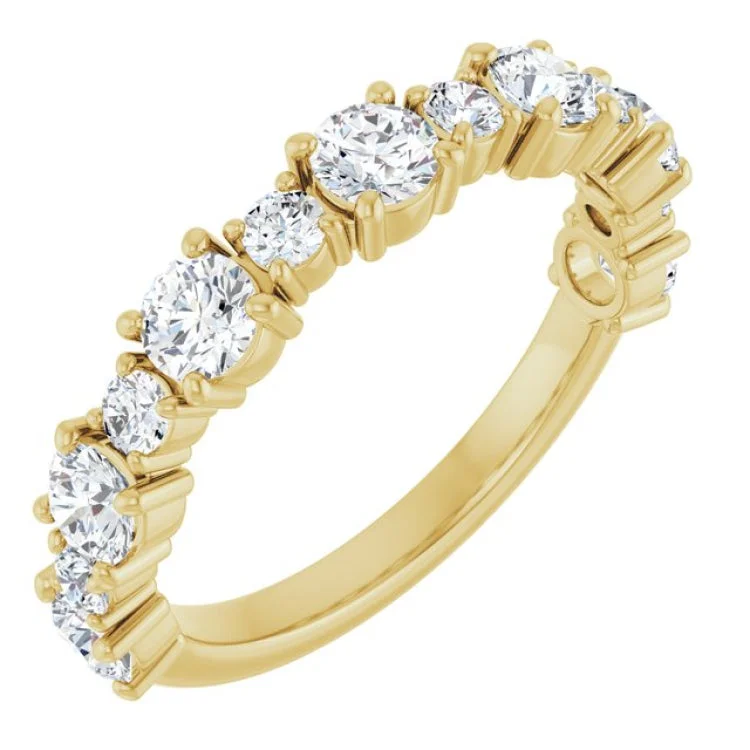 Sparkling Gold Engagement Rings For Bridesmaids-14K Yellow 1 1/3 CTW Lab-Grown Diamond Anniversary Band