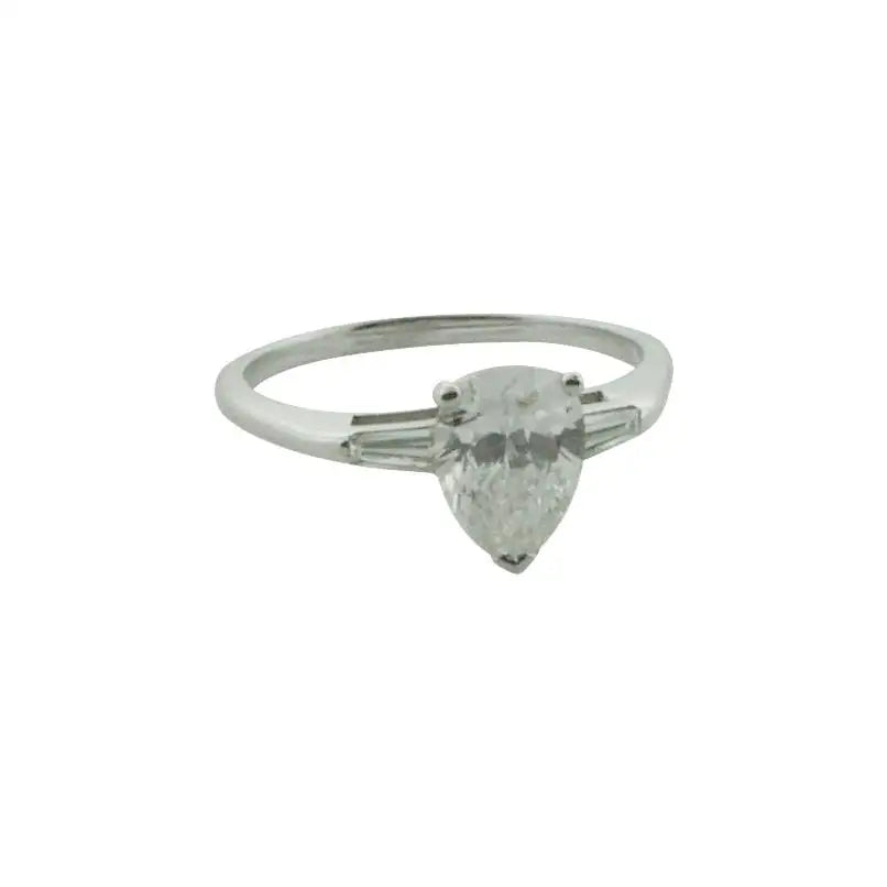 Trendy Engagement Rings For Modern Couples-Classic Pear Shape Diamond Ring in Platinum 1.16 GIA F SI1