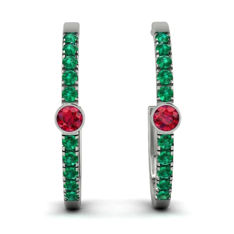 Colorful Resin Earrings For Casual Look-Hoop Ruby Earrings Micro Pave - Ansley No. 27