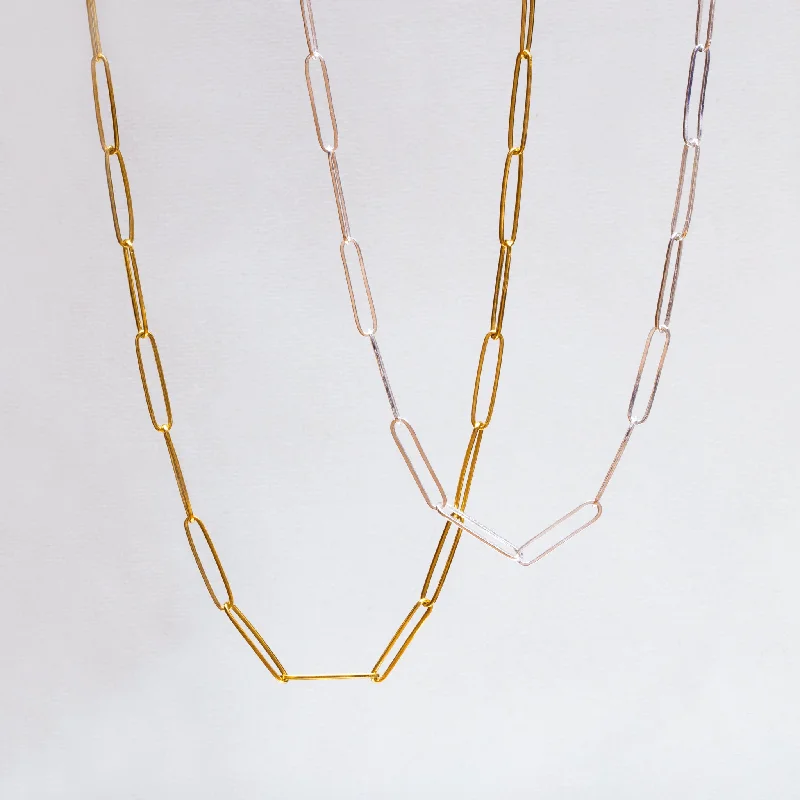 Unique Pendant Necklace For Custom Style-Gold and Silver Paperclip Chain Necklace #1