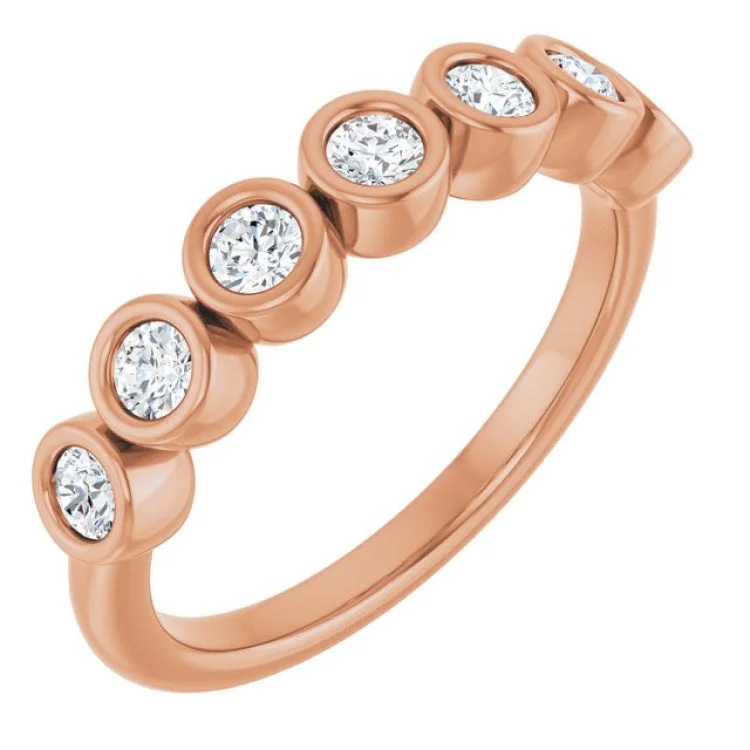 Simple Custom Wedding Rings For Couples-14K Rose 3/8 CTW Lab-Grown Diamond  Anniversary Band