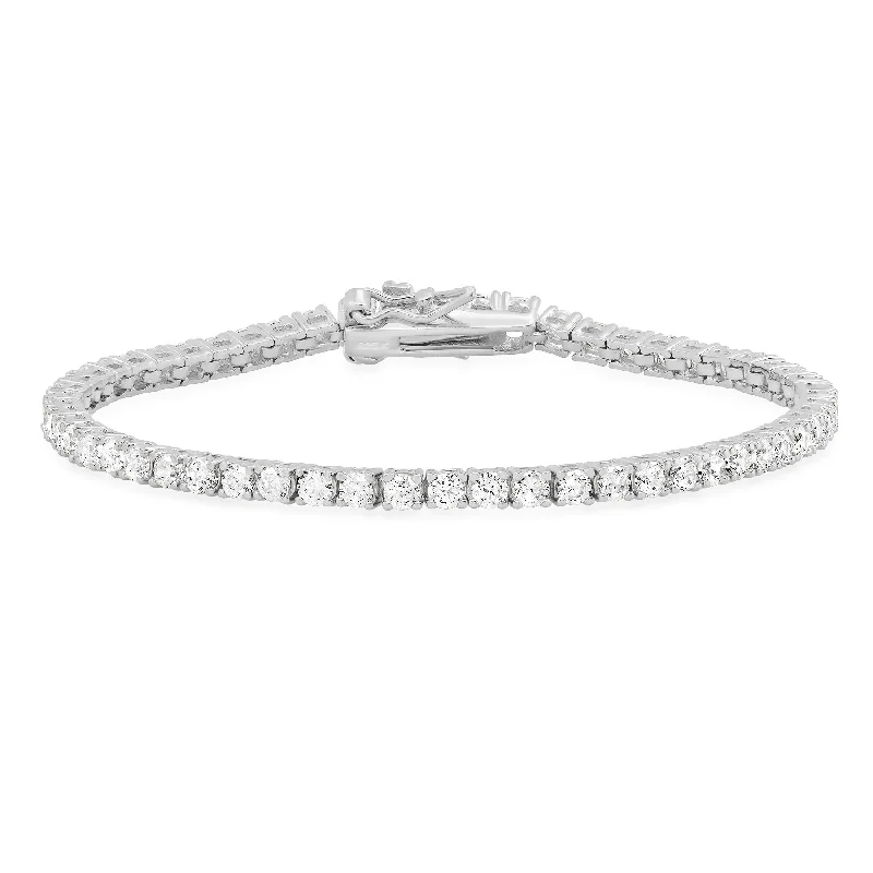 Luxury Gold Charm Bracelets-3MM TENNIS BRACELET, SILVER BR