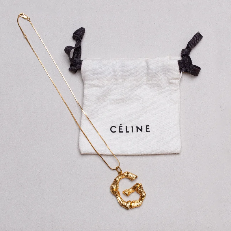 Custom Heart Necklace For Romantic Gifts-Vintage Celine Alphabet Pendant Necklace - G