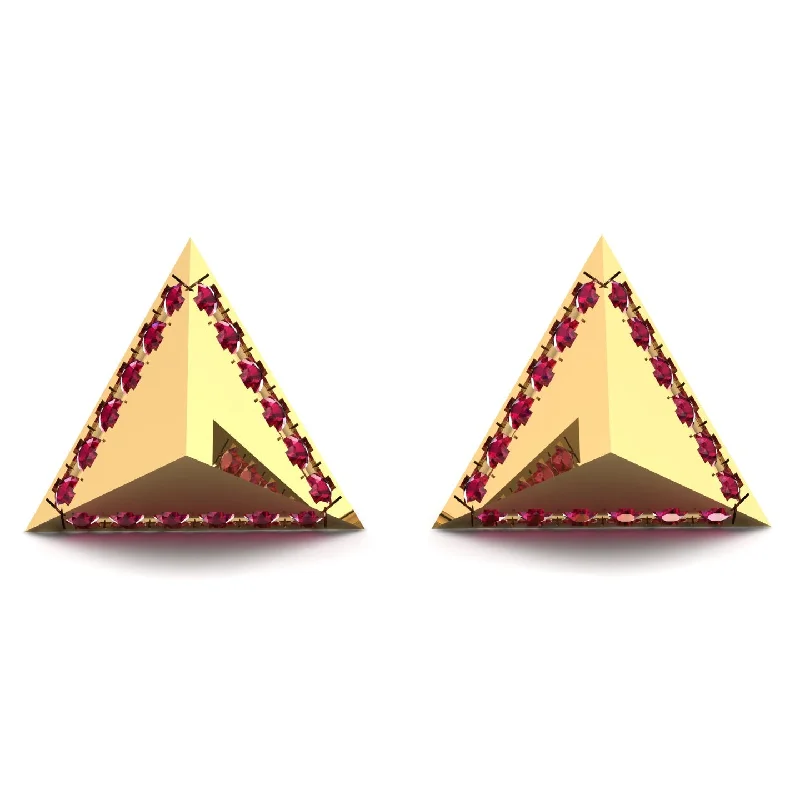 Luxury Jewelry Earrings For Special Occasions-Triangle Ruby Earrings Geometrical - Milan No. 10