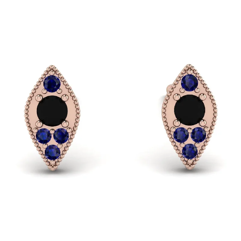 Cute Earrings For Kids With Charms-Milgrain Marquise Black Diamond Earrings - Faye No. 68