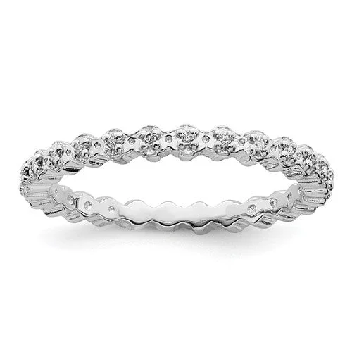 Unique Wedding Bands For Elegant Brides-Sterling Silver Stackable Expressions Diamond Eternity Ring