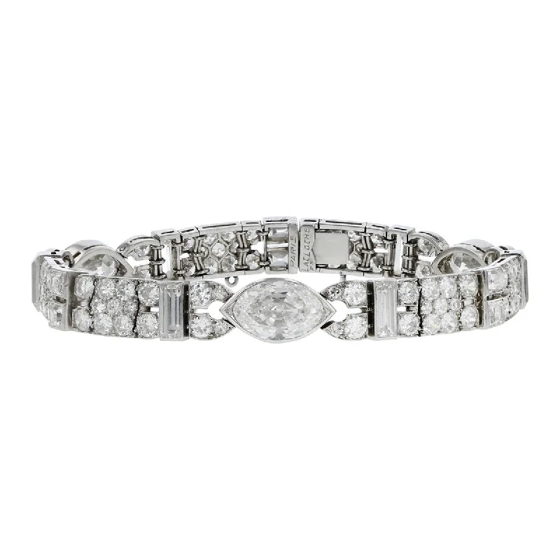 Men’s Silver Cuff Bracelets-15.75-Carat Mixed-cut Diamond Platinum Bracelet