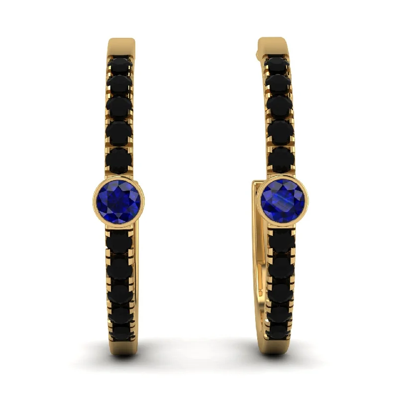 Long Dangle Earrings For Date Night-Hoop Sapphire Earrings Micro Pave - Ansley No. 43