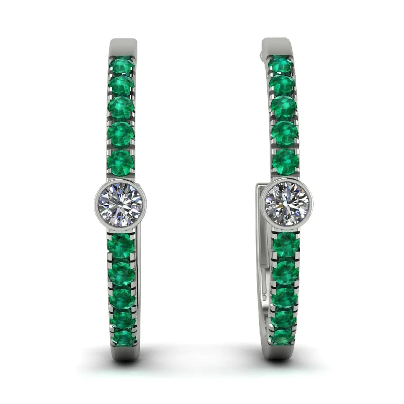 Classic Stud Earrings For Office Wear-Hoop Diamond Earrings Micro Pave - Ansley No. 18