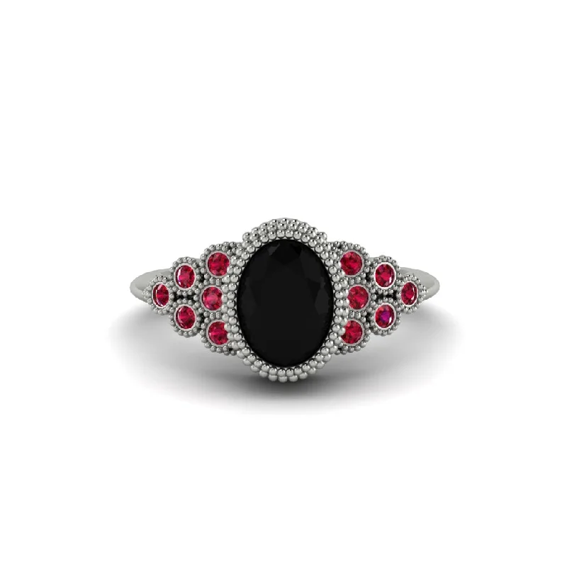 Custom Wedding Rings For Groomsmen-Ruby Milgrain Beaded Bezel Engagement Ring - Stacy No. 54