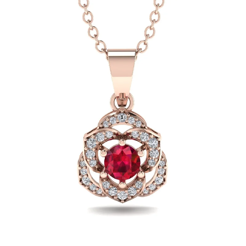 Custom Crystal Necklace For Personalized Style-Golden Rose Blossom Necklace With Exquisite Diamond Detailing - Reign No. 11