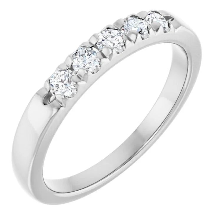 Luxury Wedding Bands With Diamonds For Brides-14K White 1/3 CTW Lab-Grown Diamond  French-Set Anniversary Band