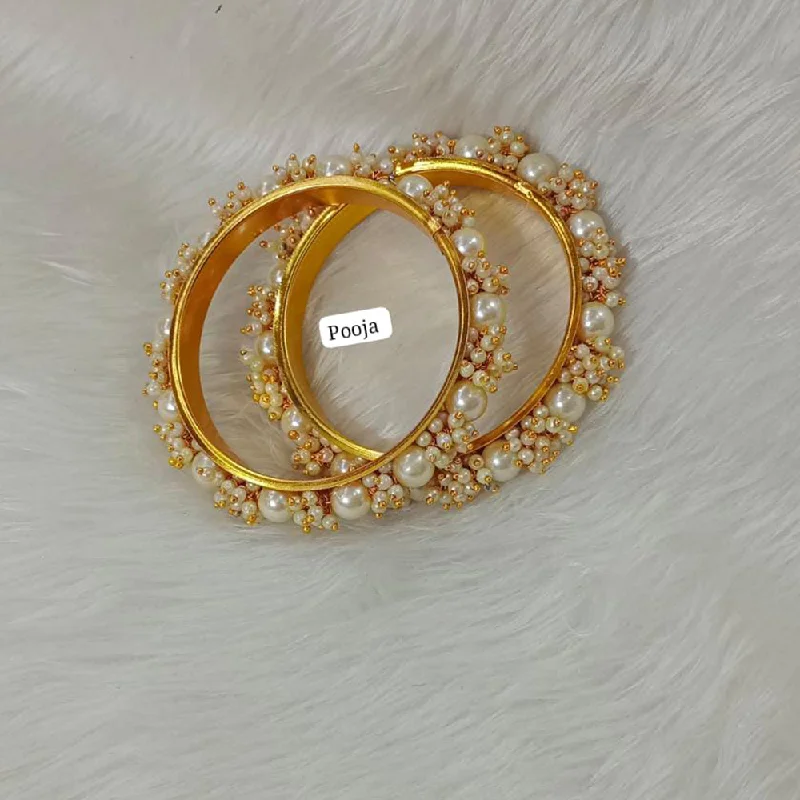 Trendy Rose Gold Wedding Bangles For Bridesmaids-Pooja Bangles Gold Plated Bangles Set