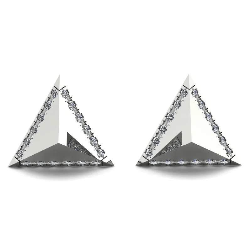 Vintage Inspired Earrings For Weddings-Triangle Diamond Earrings Geometrical - Milan No. 3