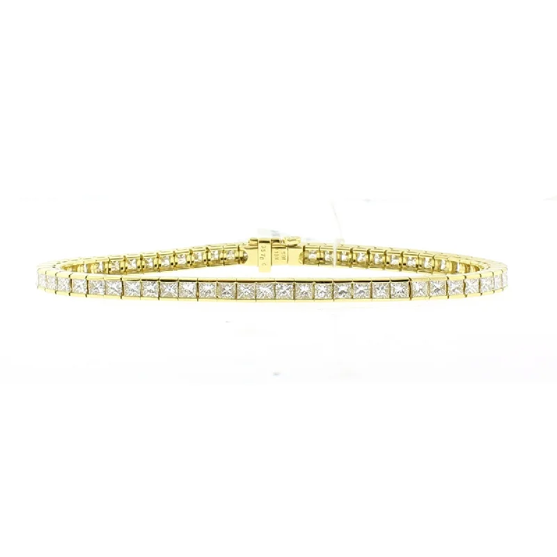 Casual Bracelets For Daily Wear-18K Yellow Gold Diamond Tennis Bracelet