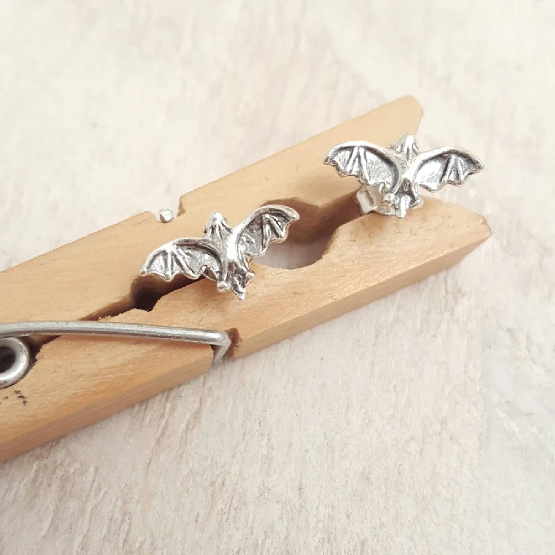 Silver Earrings For Wedding Guests-Silver Bats