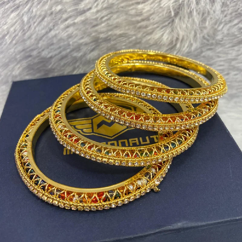 Sparkling Custom Gold Wedding Bangles For Brides-Manisha Jewellery Gold Plated Bangle Set