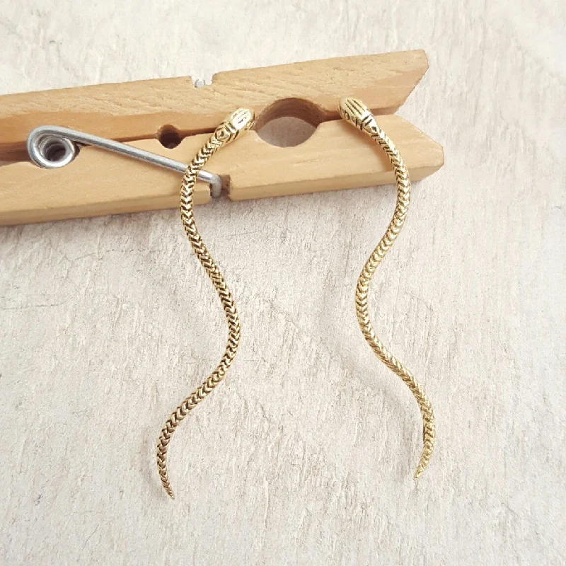 Wedding Earrings With Crystals-Gold Snakes