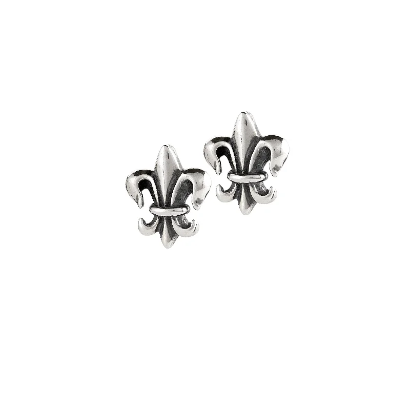 Designer Earrings For Engagement-Fleur de Lis Post Earrings