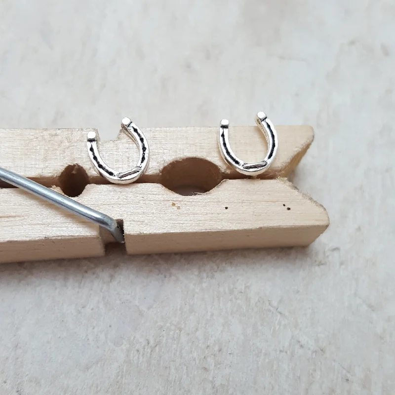 Handmade Silver Earrings For Unique Style-Silver Horseshoes