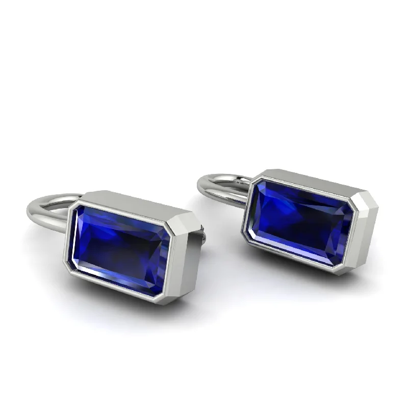 Sparkling Gemstone Earrings For Gifts-Bezel Sapphire Emerald Earrings - Perla No. 15