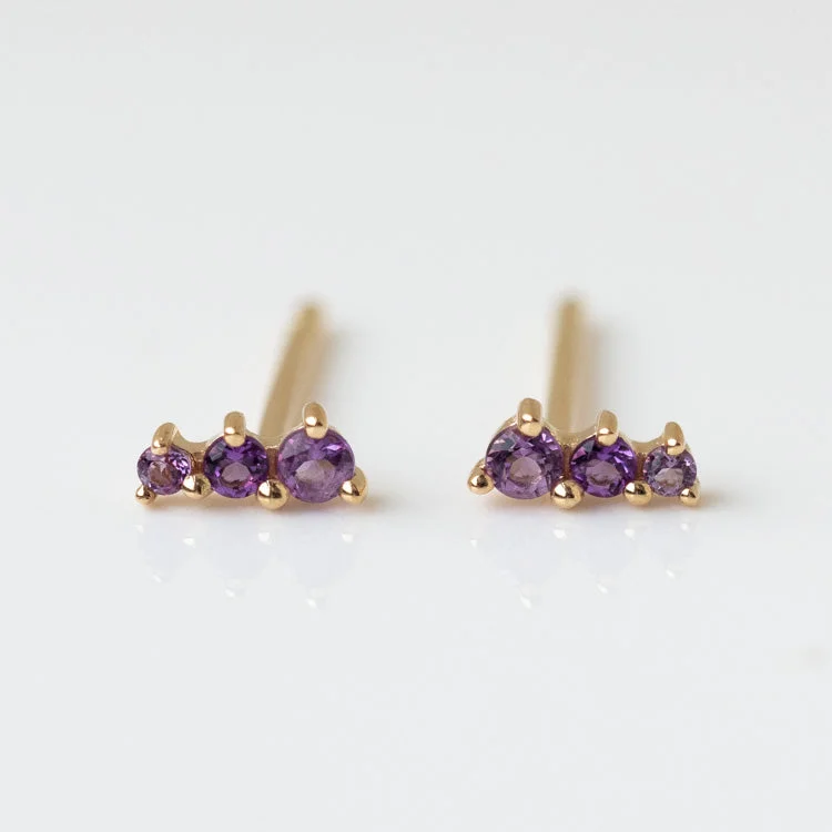 Colorful Acrylic Earrings For Fun Look-Solid Gold Dainty Birthstone Bar Studs