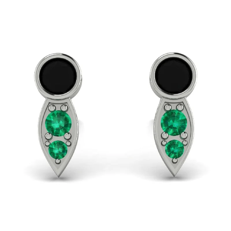 Stylish Crystal Earrings For Night Events-Bezel Black Diamond Earrings In Pear Shaped - Aniya No. 24