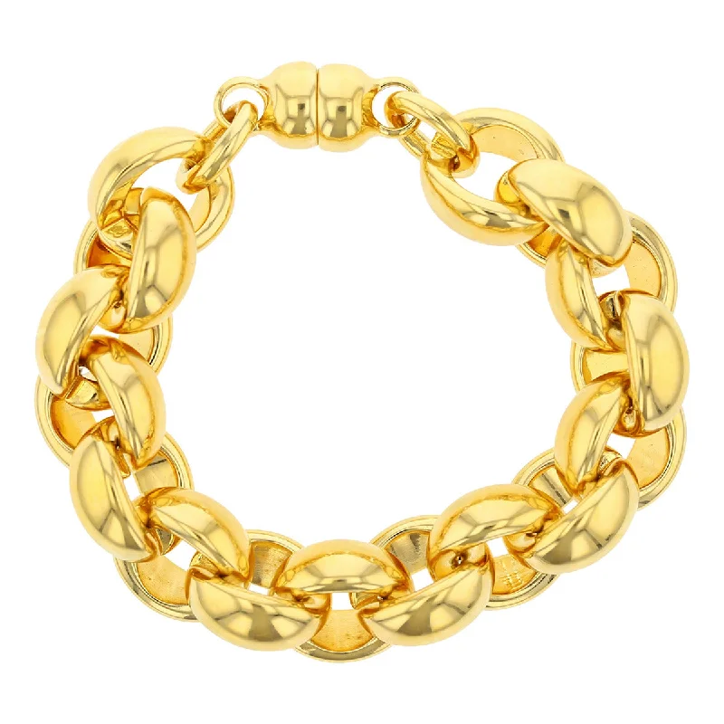 Designer Leather Bracelets-14K Yellow Gold Italian Link Bracelet