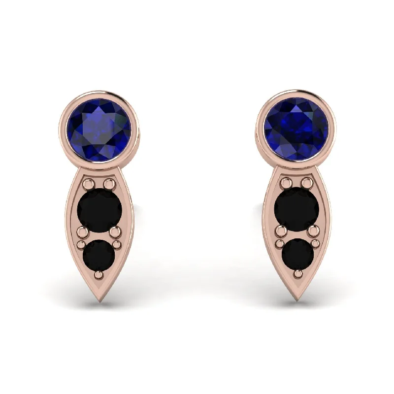 Chunky Silver Earrings For Fashion-Bezel Sapphire Earrings In Pear Shaped - Aniya No. 44