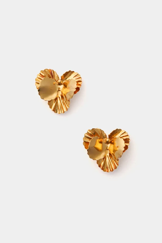 Minimalist Earrings For Sophisticated Look-Gold Pansy Earrings