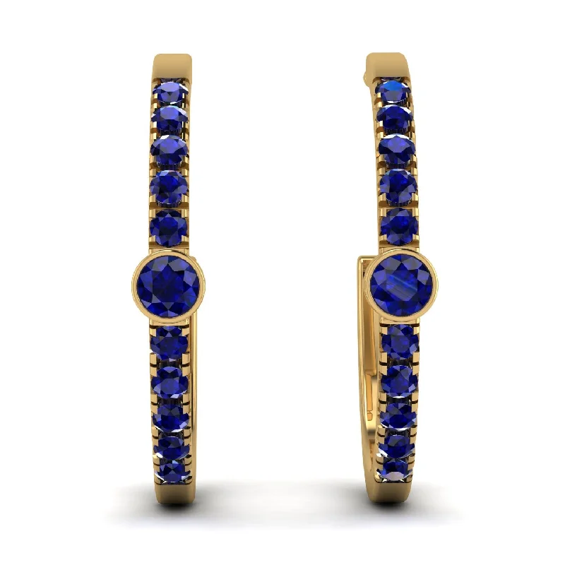 Long Crystal Earrings For Evening Parties-Hoop Sapphire Earrings Micro Pave - Ansley No. 73