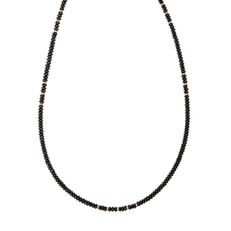 Modern Geometric Necklace For Fashion Trends-17 GOLD BEADS + HEMATITE BEADED NECKLACE